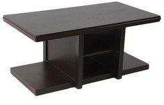 Purple Heart Rectangular Coffee Table With Blue Cushioned Stools