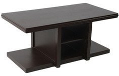 Purple Heart Rectangular Coffee Table With Red Cushioned Stools