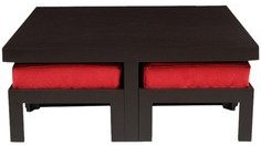 Purple Heart Trendy Coffee Table With Four Stools Red