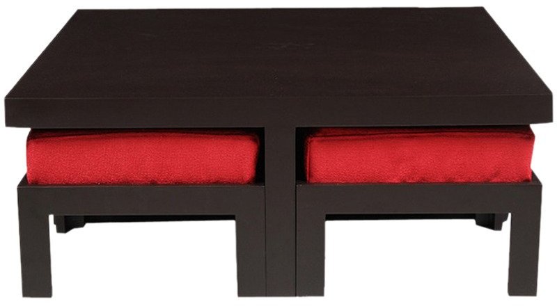 Purple Heart Trendy Coffee Table with Four Stools Red