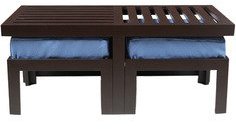 Purple Heart Trendy Coffee Table With Two Stools Blue