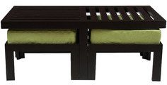 Purple Heart Trendy Coffee Table With Two Stools Green