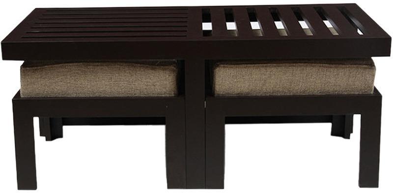 Purple Heart Trendy Coffee Table with Two Stools Jute