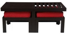 Purple Heart Trendy Coffee Table With Two Stools Red