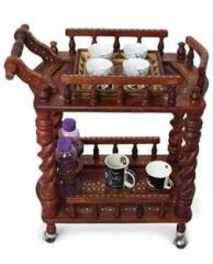 Queen Art Handicrafts Food Serving Trolley Bar Trolley Service Trolley/Best Quality Solid Wood Bar Trolley