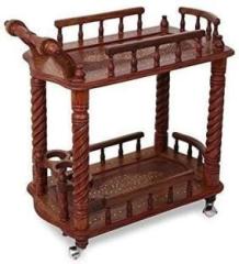 Queen Art Handicrafts Service Trolley Solid Wood Bar Trolley