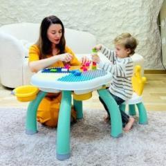 R For Rabbit Little Genius Regal Table and Chair Set, 4 in 1 Multipurpose Fun with Storage Plastic Activity Table