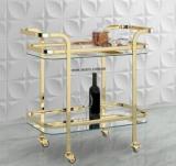 Rare Objects 2 Tier Rectangular Bar Trolley With Clear Glass Metal Bar Trolley