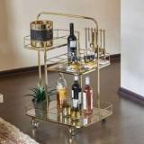 Rare Objects Rare Objects 3 Tier Bar Trolley For Home With Wheels And Handle Metal Bar Trolley