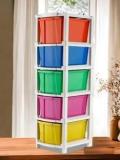 Risem International Multi Color Classic Five Layer Plastic Drawer Plastic Free Standing Chest Of Drawers