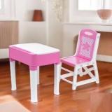 Risem International Study Table With Chair Set Sutable For 2 5 Year Old Kids Pink Color Plastic Study Table