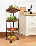 Rmerchants 4Layer Multipurpose Kitchen Trolley Rack For Vegetable And Furits Storage Plastic Bar Trolley