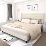 Rosler Woodwork Fabric King Size Bed With Diamond Line Headboard Without Storage For Bedroom. Solid Wood King Bed