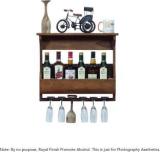 Royal Finish Furlanko Wall Mounted, 6 Bottle & Glass Space Min Bar Solid Wood Bar Cabinet