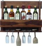 Royal Finish Furlanko Without Top Wall Mounted, 6 Bottle & Glass Space Min Bar Solid Wood Bar Cabinet