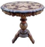 Saaga Sheesham Wood Table With Copper & Brass Work