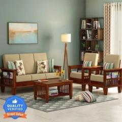 Saamenia Furnitures Solid Wood Sheesham Wood 5 Seater Sofa Set For Living Room, Waiting Room| Fabric 3 + 1 + 1 Sofa Set