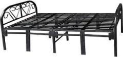 Sahni Portable furniture Iron Metal Glossy Finish Single with Black Stripes Folding Bed Metal Single Bed