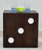 Samdecors Solid Wood 16 Inchx16 Inch Cube/Dice Side Bar Table With White Holes To Keep Glasses Solid Wood Side Table