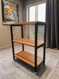 Sarchase 3 Tier Metal & Wood Shelving Console Table For Living Room L 61 X B 31 X H 78 Cm Metal Bar Cabinet