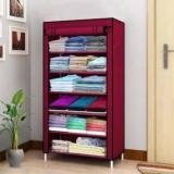 Sasimo 1 Door 6 Shelf Fabric PP PC Collapsible Wardrobe