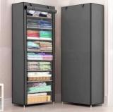 Sasimo 1 Door 9 Shelf Fabric PP Carbon Steel Collapsible Wardrobe