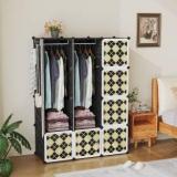 Sasimo 12 Door 8 Shelf Plastic Carbon Steel Collapsible Wardrobe