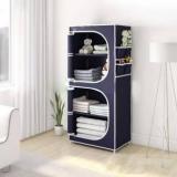 Sasimo 2 Door 4 Shelf PP Collapsible Carbon Steel Collapsible Wardrobe