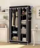 Sasimo 2 Door 6 Shelf PP Carbon Steel Collapsible Wardrobe