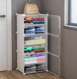 Sasimo 3 Door 6 Shelf Plastic Collapsible Cupboard PC Collapsible Wardrobe