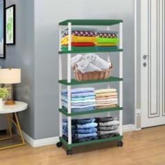 Sasimo 4 Shelf Plastic Open PC Carbon Steel Collapsible Wardrobe