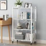 Sasimo Foldable Storage Rack/Organiser Metal 4 Shelf Book Organiser Metal Open Book Shelf