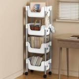 Sasimo Plastic Metal 4 Shelf Book Basket Organiser Multipurpose Metal Open Book Shelf