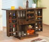 Savitridecor Sheesham Wood Bar Cabinet Rack With Multiple Shelfs, Adjustable Design With Door Solid Wood Bar Cabinet