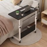 Savya Home Adjustable Height Movable Desk With Wheels For Home Office Couch Bedside Table Solid Wood Multipurpose Table