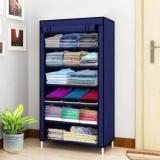 Sb07 1 Door 6 Shelf Fabric PP Carbon Steel Collapsible Wardrobe