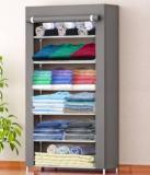 Sb07 D2 Beige Strip Print Carbon Steel Collapsible Wardrobe