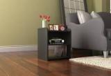 Searchformerch Bedsidetablemateblack Engineered Wood Bedside Table