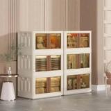 Seasons 6 UNITS PLASTIC FOLDABLE DOUBLE DOOR CUPBOARD FOR CLOTH STORAGE MODULAR CABINET PVC Collapsible Wardrobe