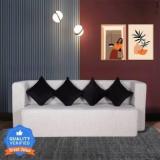 Seventh Heaven 4 Seater Sofa Cum Bed 78x36x14 Inch Jute Fabric With 4 Cushions, 2 Year Warranty Single Sofa Bed