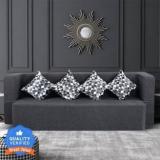 Seventh Heaven 4 Seater Sofa Cum Bed 78x44x14 Inch Jute Fabric With 4 Cushions, 2 Year Warranty 4 Seater Double Pull Out Sofa Bed