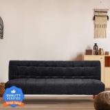 Seventh Heaven 4 Seater Wooden Sofa cum Bed, Chenille Molfino Fabric 72x36x16: 3 Year Warranty 4 Seater Single Solid Wood Pull Out Sofa Bed