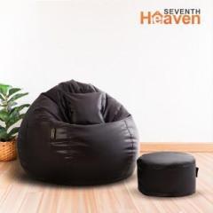 Seventh Heaven 4XL Filled Bean Bag with Cushion and Footrest Scratch Resistant Premium Leatherite Bean Bag Chair With Bean Filling