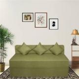 Seventh Heaven 6 6 Jute Fabric Washable Cover With 3 Cushions 4 Seater Sofa Cum Bed, 1 Year Warranty Double Sofa Bed