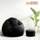 Seventh Heaven XXXL Filled Bean Bag With Cushion And Footrest Scratch Resistant Premium Leatherite Bean Bag Chair With Bean Filling