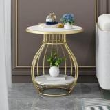 Shariq Wooden Accents Coffee Table Gold Sofa Side Table C Shaped End Table Nightstand Metal Frame Metal Corner Table