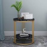 Shariq Wooden Accents Modern Metal Round Coffee Table | End Table | Side Table | Centre Table MDF Top Metal Corner Table