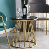 Shariq Wooden Accents Modern Round Coffee Table Side Tables, Metal Frame Suitable For Living Room Metal Side Table