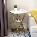 Shariq Wooden Accents Round Iron Coffee Table, Modern Style Sofa Side Table Metal End With Gold Frame Metal Corner Table