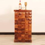 Sheesham Craft Diamondie Single Door Wine Cabinet, 10 Glass & 30 Bottle Rack, Drawer Solid Wood Bar Cabinet